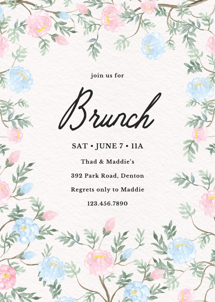 Climbing blooms - brunch & lunch invitation